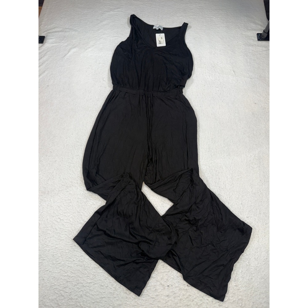 Michael Stars Black Wide Leg Jumpsuit Sleeveless V-Neck EE9651 Small NWT